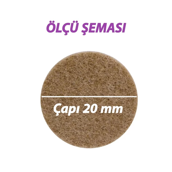 Yapışkanlı Yuvarlak Keçe Masa Sandalye Parke Zemin Ayak Koruyucu Kaydırmaz 20 mm Keçesi (50'Lİ PAKET) - 2