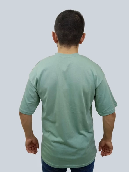 Erkek Simple Bisiklet Yaka Mint Yeşili Tişört - 6