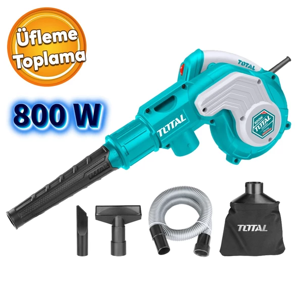 Üfleme Makinası 800 W Bahçe Yaprak Temizleme Süpürme Total TB2066 Elektrikli Üfleyici Toplayıcı