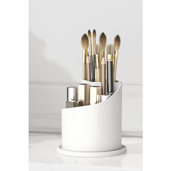 Piev House By House Şeffaf Kapaklı 360 Dönebilen Standlı Fırça Kozmetik Makyaj Düzenleyici Organizer - 5