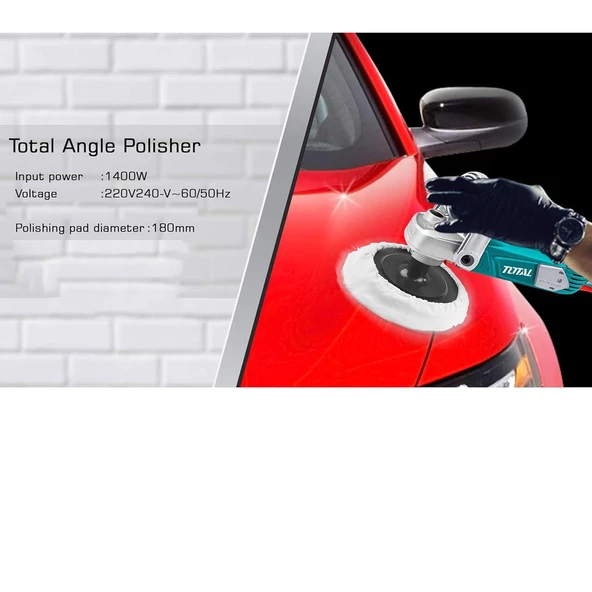 Total TP1141806 Polisaj Makinesi Elektrikli Kablolu 180 mm 1400 W Far Parlatma Pasta Cila Kaporta - 4