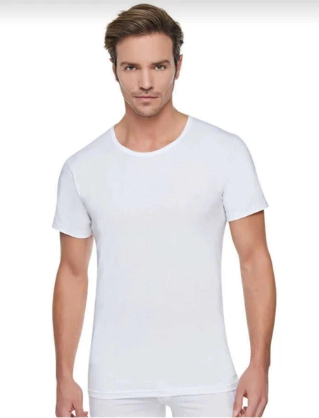 TUTKU 0103 ERKEK BİSİKLET YAKA KISA KOL ATLET 6 ADET  XL BEYAZ