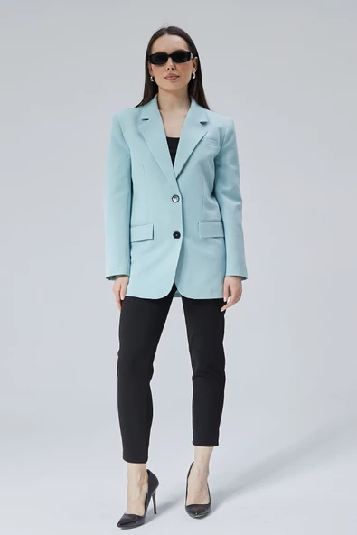 Mint Kadın Düğmeli Oversize Blazer Ceket