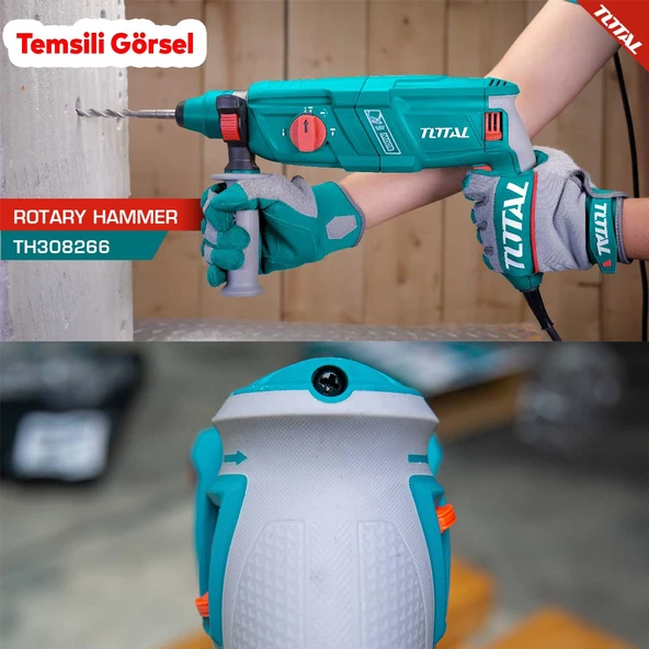 Total Kırıcı Delici Darbeli Matkap 800 W TH308268 Metal Beton Ahşap Elektropnömatik Delme Hilti - 7