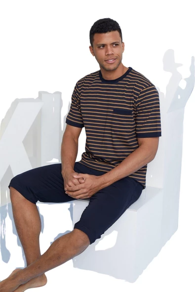 Kly Erkek Sarı Kısa Kol Şortlu Pijama Takım 2058 - 2