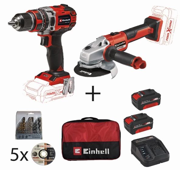 Einhell Tp-Cd 18/50 li-i Bl Darbeli Matkap + Axxio  Taşlama + 2*4.0 Ah Akülü Set