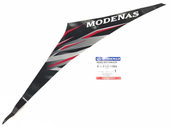 MODENAS GT135 İÇ DİZLİK ETİKETİ KIRMIZI SOL ORJİNAL ürün görseli 1