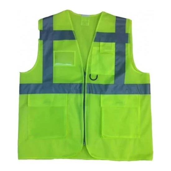 MOTOSİKLET SÜRÜCÜ REFLEKTÖR YELEK FERMUARLI CEPLİ - Resim 3