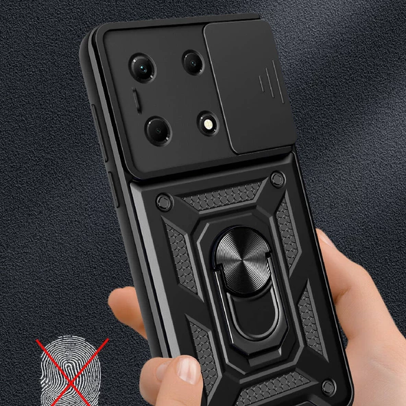 Vendas İnfinix Note 30 4G Kılıf Magnetik Standlı Kamera Korumalı Zore Sürgülü Vega Kapak - 4