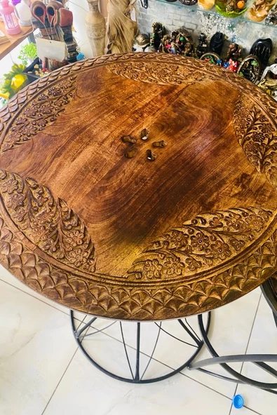 Masa Ferforje El İşi Ahşap Masa Bar Masası 2 Sandalye - Resim 6