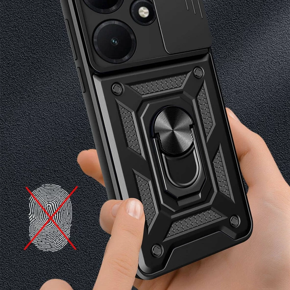 Vendas İnfinix Hot 30i Kılıf Magnetik Standlı Kamera Korumalı Zore Sürgülü Vega Kapak - 6