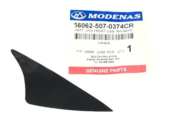 MODENAS GT135 ÖN PANEL ALTI ALT ETİKETİ SİYAH SAĞ ORJİNAL - Resim 2