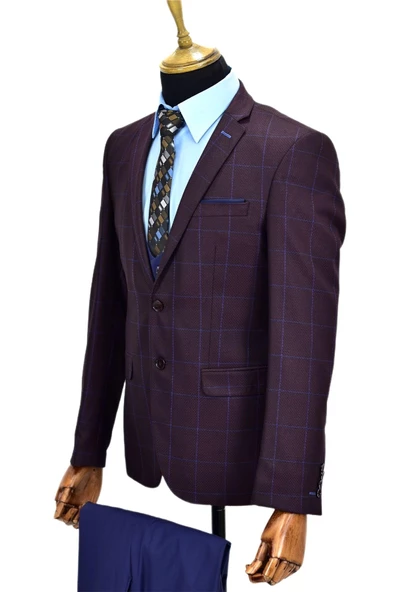 Erkek Bordo Kombinli Takım Elbise VPO-5118 - Resim 4