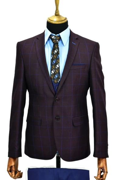 Erkek Bordo Kombinli Takım Elbise VPO-5118 - Resim 3