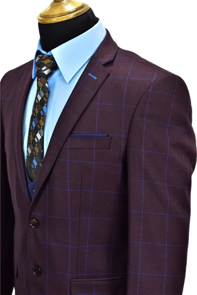 Erkek Bordo Kombinli Takım Elbise VPO-5118 - Resim 6