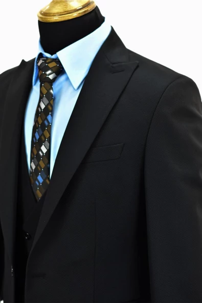 Erkek Siyah Silim Fit Takım Elbise BGL-ST02034 - Resim 6