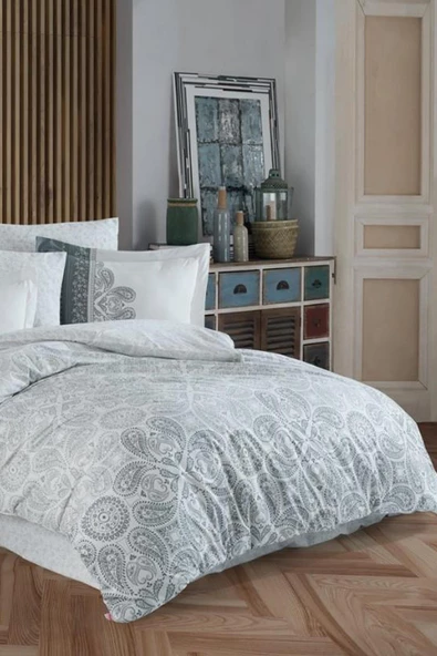 Nishev Nishev Poplin Çift Kişilik Nevresim Takımı - Irene Gri - 3