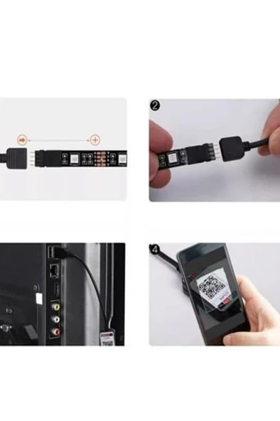 Alfalink Bluetooth TV Arkası RGB Usb Şerit Led Aydınlatma 16 Renk - 3METRE - Resim 3
