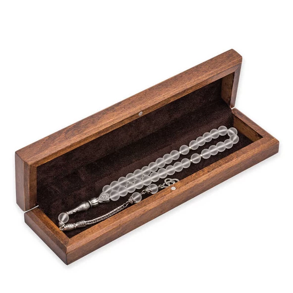 Himarry Gümüş Çiçek Desenli Ahşap Tesbih Kutusu - Resim 2