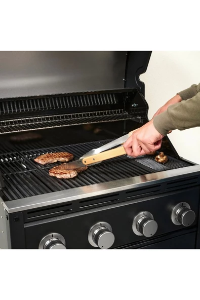 GRILLTIDER 3 PARÇA MANGAL BARBEKÜ GEREÇLERİ SETİ PASLANMAZ ÇELİK KAYIN - 3