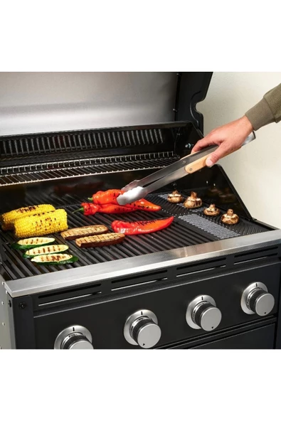 GRILLTIDER 3 PARÇA MANGAL BARBEKÜ GEREÇLERİ SETİ PASLANMAZ ÇELİK KAYIN - 4
