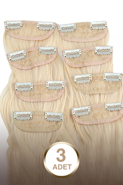 Fiber Sentetik Dalgalı 3 Parça Çıt Çıt - Platin - Resim 2