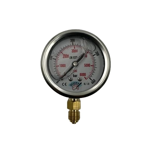Manometre Gliserinli Alttan Çıkışlı Q63 - 0 - 400 Bar 1/4 A Tipi ürün görseli 1