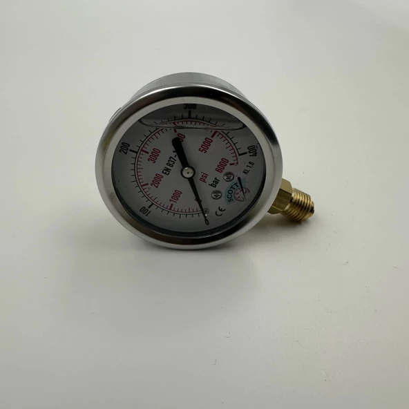 Manometre Gliserinli Alttan Çıkışlı Q63 - 0 - 400 Bar 1/4 A Tipi - Resim 3
