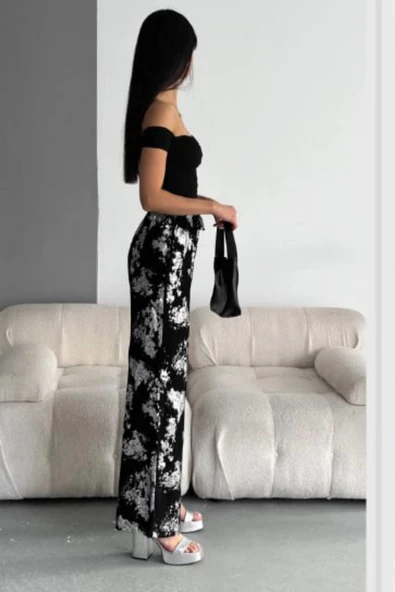 Pucka Kadın Siyah Varaklı Pantolon 2281 - Resim 2