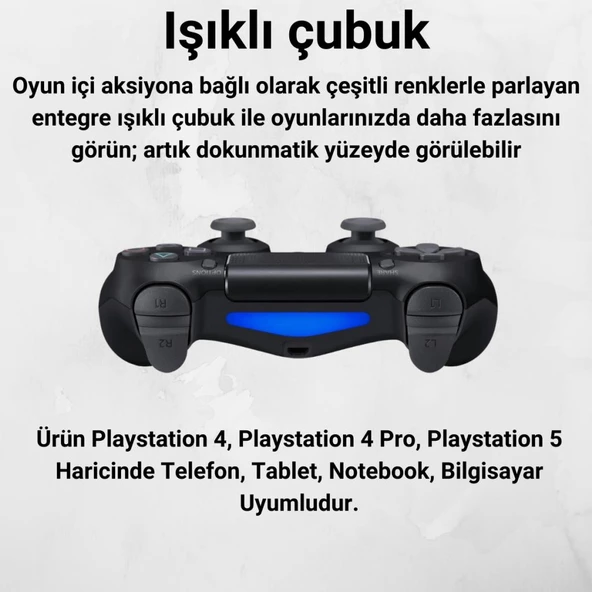 Polham Kablosuz Playstation 4, 4 Pro İle Uyumlu Titreşimli Oyun Kolu,Bilgisayar/Tablet/Telefon Uyumlu - 5