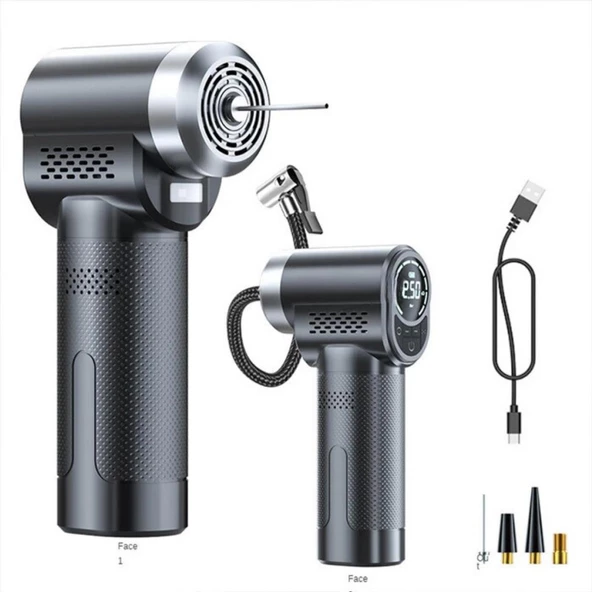 Polham 150PSİ Kablosuz Taşınabilir Lastik Pompası,Şarjlı Basınç Göstergeli, Işıklı Hava Kompresörü