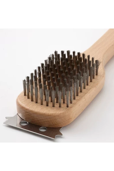 IKEA GRILLTIDER 42 Cm Ahşap Kayın Saplı Paslanmaz Çelik Barbekü Mangal Temizleme Fırçası - 3