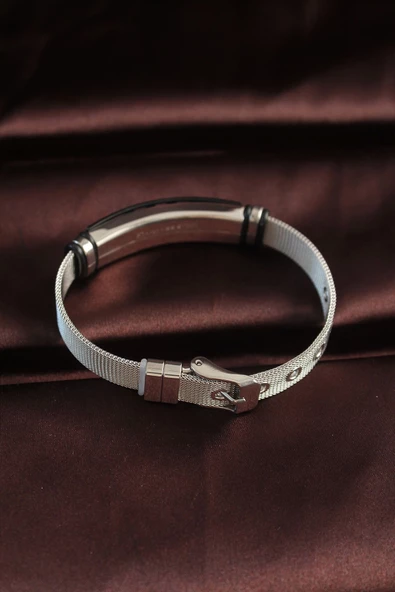 MuI MuI 316L Çelik Siyah Geomerik Figür Ayarlanabilir Hasır Kordonlu Bileklik - 2