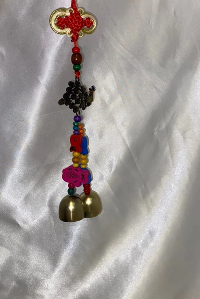 Deprem Çanı Rüzgar Zili Feng Shui Koruyucu Metal Çanlı Mistik DüğümlüEl İşi Metal Tavuskuşu - Resim 10