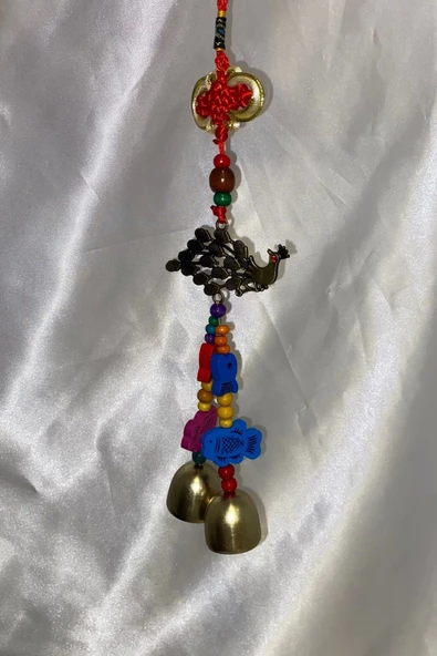 Deprem Çanı Rüzgar Zili Feng Shui Koruyucu Metal Çanlı Mistik DüğümlüEl İşi Metal Tavuskuşu - Resim 6