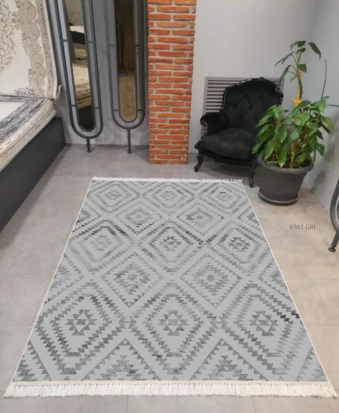Hitit Kesme Yolluk Halısı 100x250 Lidya Lüx 6361 Gri