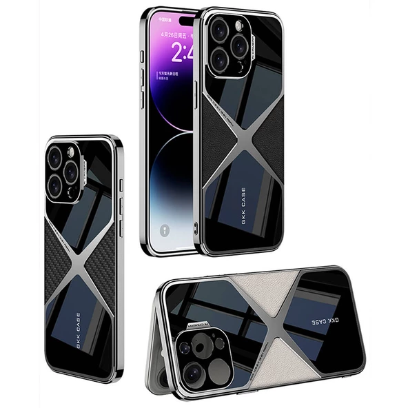 Apple iPhone 14 Pro Max Kılıf Ultra İnce Kamera Korumalı PC + Deri Arka Yüzey Zore X-Pro Kapak - 6
