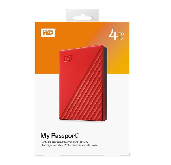 WD 2.5 4TB My Passport WDBPKJ0040BRD Kırmızı