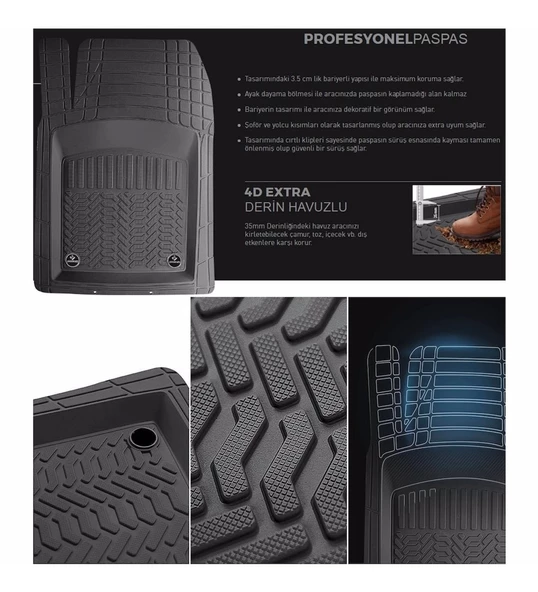BMW E46 1998-2006 Pro Gri Havuzlu Paspas  Seti - 3