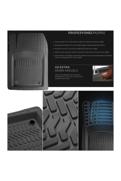 Mitsubishi Pajero Pro Gri Havuzlu Paspas  Seti - 3