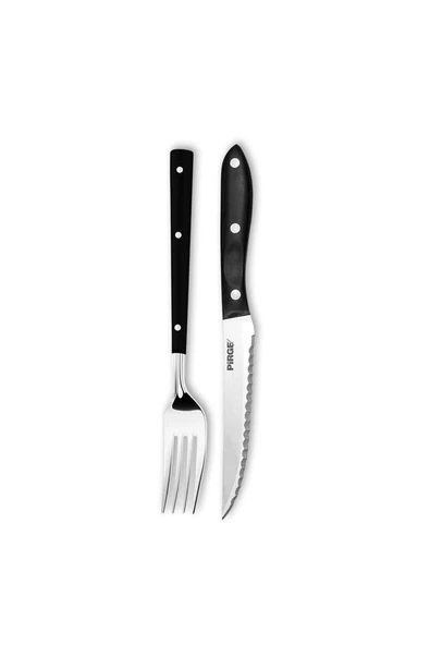 Steak / Biftek Bıçağı & Çatal Seti 12 cm SİYAH - 41085