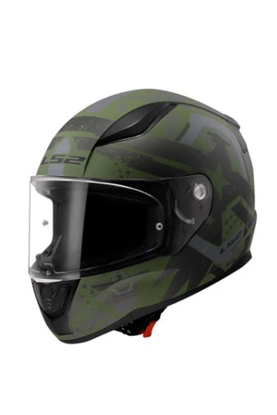 LS2 Rapid 2 Thunder Birds Kapalı Kask (Mat Yeşil-Siyah-Gri) L BEDEN