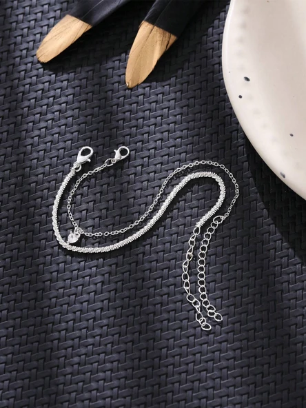 925 Ayar Gümüş Kalp Desenli Çift Bileklik: Zarafet ve Kaliteyi Bir Arada! - 3