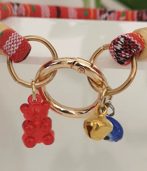 Büyük Kedi Köpek Boyun Tasması Bohem Kedi Kolyesi Yaylı Kilit 25cm - Kırmızı - 3