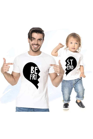 Best Friends Baba Oğul Kız Giyim Tişört (TEKLİ ÜRÜNDÜR KOMBİN YAPMAK İÇİN 2 ADET SEPETE EKLEYİNİZ)