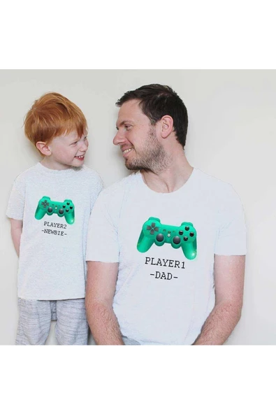 Baba Oğul Kız Giyim Player Tshirt (TEKLİ ÜRÜNDÜR KOMBİN YAPMAK İÇİN 2 ADET SEPETE EKLEYİNİZ)