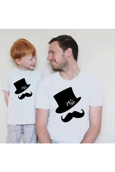 Baba Oğul Big Man Lil Man Tshirt (TEKLİ ÜRÜNDÜR KOMBİN YAPMAK İÇİN 2 ADET SEPETE EKLEYİNİZ)