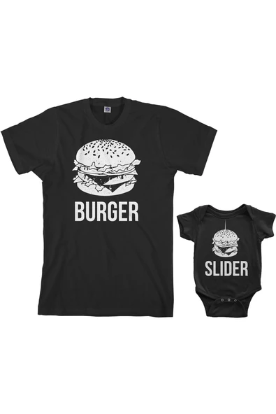 Baba Oğul Zıbın Burger Slider Tshirt (Tek Ürün Fiyatıdır Kombin Yapmak için 2 Adet Sepete Ekleyiniz)