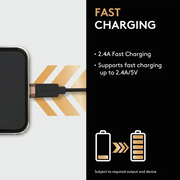 Duracell 2m USB-A to Micro USB Örgülü Şarj Kablosu - Siyah - 3