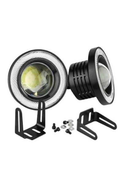 76 Mm Beyaz Mercekli Angel Led Halkalı Sis Farı - Resim 4